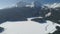 Aerial winter view of snow covered Black lake in Durmitor mountains national park