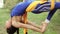 Aerial Yoga or practicing yoga in the air.