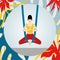 Aerial yoga. Woman sits in a lotus position, cross-legged and meditating.vector illustration