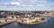 Aerial zoom in view on Riddarholmen island in Stockholm