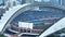 Aerial zoomed footage of empty modern sports stadium with large tribunes. Estadio Nacional on rainy day. San Jose, Costa