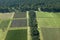 Aerials of Lewa Conservancy showing fence line of protected areas and encroaching farming in Kenya, Africa