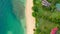 Aerian view of a beach of Hawai with palms