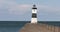 Aerie Harbor Pierhead lighthouse Pennsylvania pan 4K