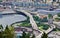 Aeriel view of a freeway interchange, Bergen, Norway.