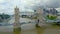 Aeril view over famous Tower Bridge in London - LONDON, UK - JUNE 8, 2022
