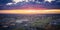 Aerival view of typical american suburb at sunset