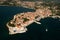 Aero panoramic photo of Porec peninsula