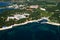 Aero panoramic photo of Porec peninsula
