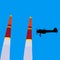 Aerobatic aircraft performs aerobatics against the sky