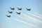 Aerobatic flying display by Republic of Singapore Air Force (RSAF) Black Knights at Singapore Airshow