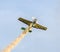 Aerobatic pilots training in the blue sky, airplanes with colored trace smoke