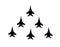 Aerobatic team of fighter aircrafts. Vector silhouette