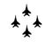 Aerobatic team of fighter aircrafts. Vector silhouette