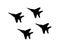 Aerobatic team of fighter aircrafts. Vector silhouette