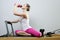 Aerobic gym pilates woman rest drinking water