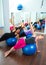 Aerobic Pilates women group with stability ball