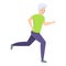 Aerobic senior running icon, cartoon style