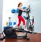 Aerobics cardio training woman on elliptic