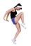 Aerobics fitness woman exercising isolated in full