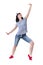 Aerobics fitness woman exercising isolated in full