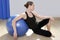 Aerobics fitness woman pilates stability blue bal