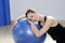 Aerobics fitness woman pilates stability blue bal