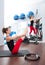 Aerobics pilates gym women group and crosstrainer