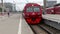 Aeroexpress Train at the Paveletsky railway station and passengers. Moscow, Russia