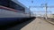 Aeroexpress Train Sapsan at the Leningradsky railway station and passenger