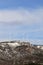 Aerogenerator windmills on snow mountain