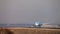 Aerolineas Argentinas jet airliner approach to land at Madrid airport runway, seen from behind