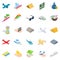 Aeronautic icons set, isometric style