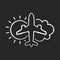 Aeronautical meteorology chalk white icon on black background