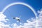 Aeroplane Clouds And Rainbow