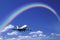 Aeroplane Clouds And Rainbow