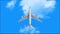 Aeroplane Flying Through Clouds in the blue sky through sunshine and clouds in day light, aeroplane, aircraft. summer