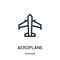 aeroplane icon vector from aviation collection. Thin line aeroplane outline icon vector illustration. Linear symbol for use on web