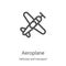 aeroplane icon vector from vehicles and transport collection. Thin line aeroplane outline icon vector illustration. Linear symbol