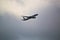 An aeroplane taking off from Manchester Airport