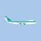 Aeroplane transportation modern travel vehicle side view vector. Air business jet flat icon