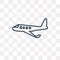 Aeroplane vector icon isolated on transparent background, linear