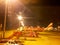 Aeroplane wait for take off in airport in night