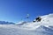 Aeroski: skier in pale green on jump