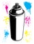 Aerosol Can with Paint Splatter Textures Black and White Cartoon Vector Illustration Set