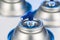 Aerosol spray cans nozzle closeup. Air freshener product studio photograph