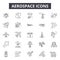 Aerospace line icons, signs, vector set, outline illustration concept