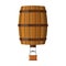 Aerostat Balloon barrel transport with basket icon isolated on white background, Cartoon oktoberfest air-balloon