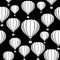 Aerostat balloon. Black and white vector pattern.