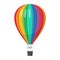 Aerostat Balloon transport with basket icon isolated on white background, Cartoon rainbow air-balloon ballooning